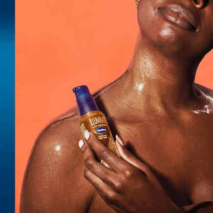 Vaseline Illuminate Me Shimmering Body Oil – Soothing Daily Hydration for the Mindful Self-Care Routine and Glow
