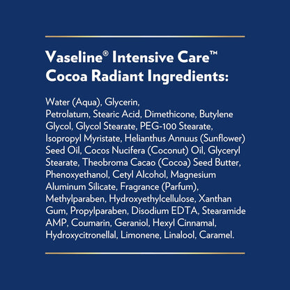 Vaseline Intensive Care Cocoa Radiant Body Lotion – Quick-Absorbing Morning Moisturizer for Busy Professionals On the Go