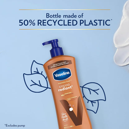 Vaseline Intensive Care Cocoa Radiant Body Lotion – Quick-Absorbing Morning Moisturizer for Busy Professionals On the Go