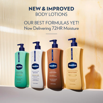 Vaseline Intensive Care Nourishing Body Lotion – Calming Post-Shower Wellness Routine with 48-Hour Hydration for Dry Skin, 20.3 oz Pump, Pack of 3