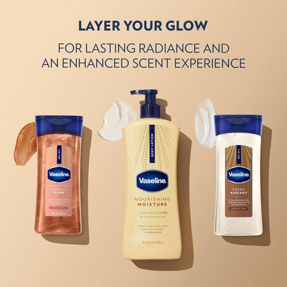 Vaseline Intensive Care Nourishing Body Lotion – Calming Post-Shower Wellness Routine with 48-Hour Hydration for Dry Skin, 20.3 oz Pump, Pack of 3