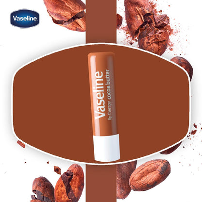 Vaseline Lip Therapy Cocoa Butter Twin Pack – Clean Aesthetic Vanity Essential, Sheer Finish Lip Balm