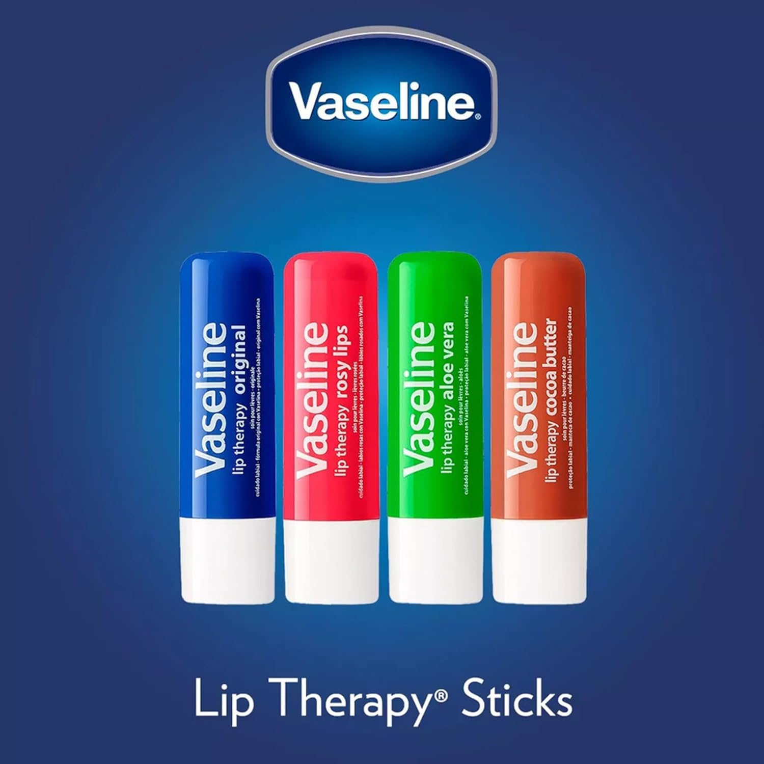 Vaseline Lip Therapy Original 8-Pack – Portable Lip Balm for Camping Trips, Wind-Resistant Outdoor Moisturizer