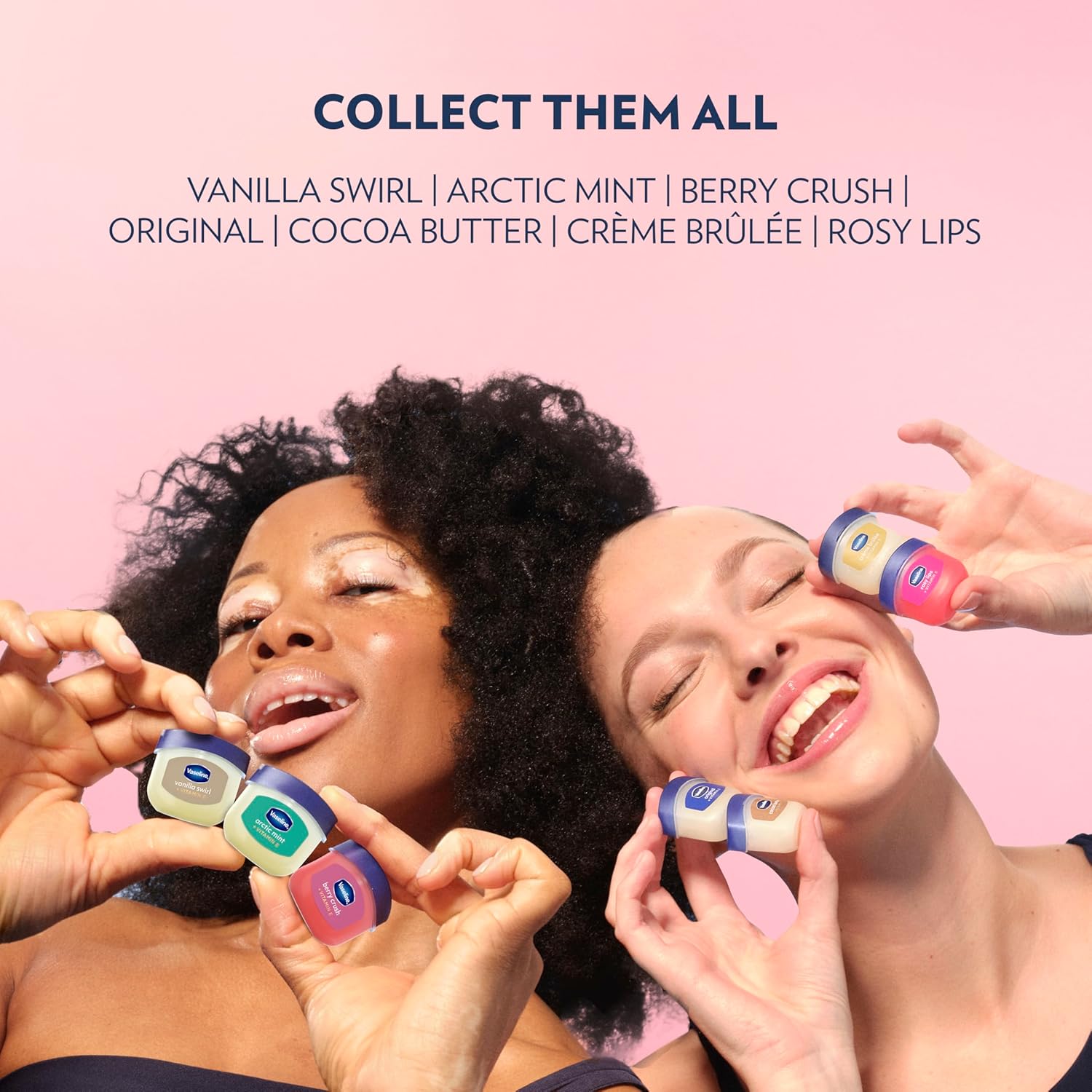 Vaseline Lip Therapy Rosy Tinted Mini Jars 2 Count – Small Valentine's Day Care Package Gift for Her, Travel Size Lip Balm Set