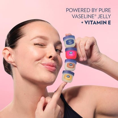 Vaseline Lip Therapy Rosy Tinted Mini Jars 2 Count – Small Valentine's Day Care Package Gift for Her, Travel Size Lip Balm Set