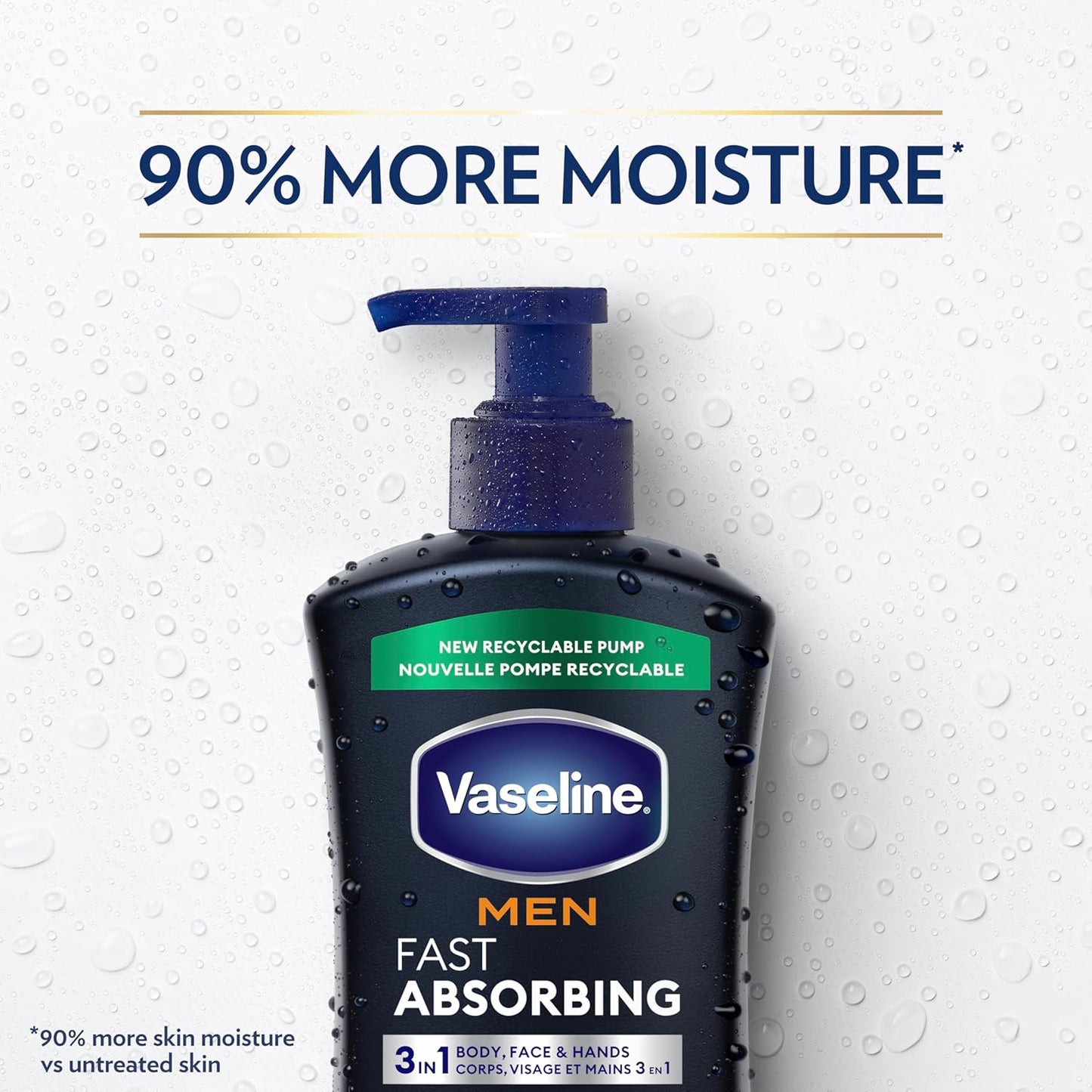 Vaseline Men's Body Lotion – Thoughtful Stocking Stuffer and Holiday Gift for the Man Who Has Everything, 20.3 oz Pack of 4