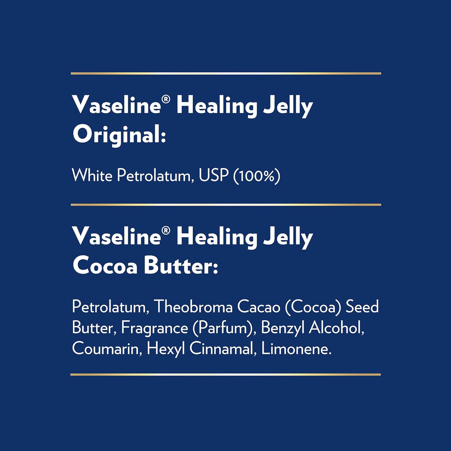 Vaseline Original & Cocoa Butter Healing Jelly 2-Pack – Overnight Treatment for Cracked Heels, Elbows, and Knees