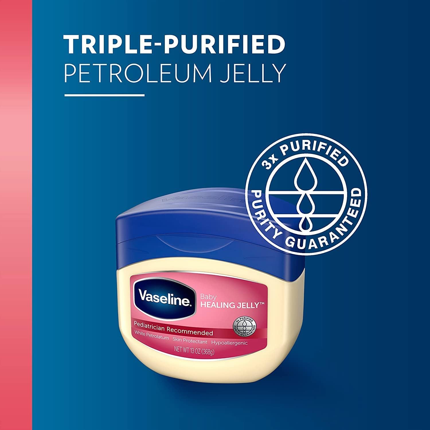 Vaseline Petroleum Jelly for Babies 13 oz Jars 4-Pack – Safe Moisturizer for Kids' Bath Time Routine