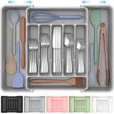 Ukeetap Extra Large Silverware Organizer – Efficient Home Office and Kitchen Drawer System, Expandable BPA-Free Flatware Tray