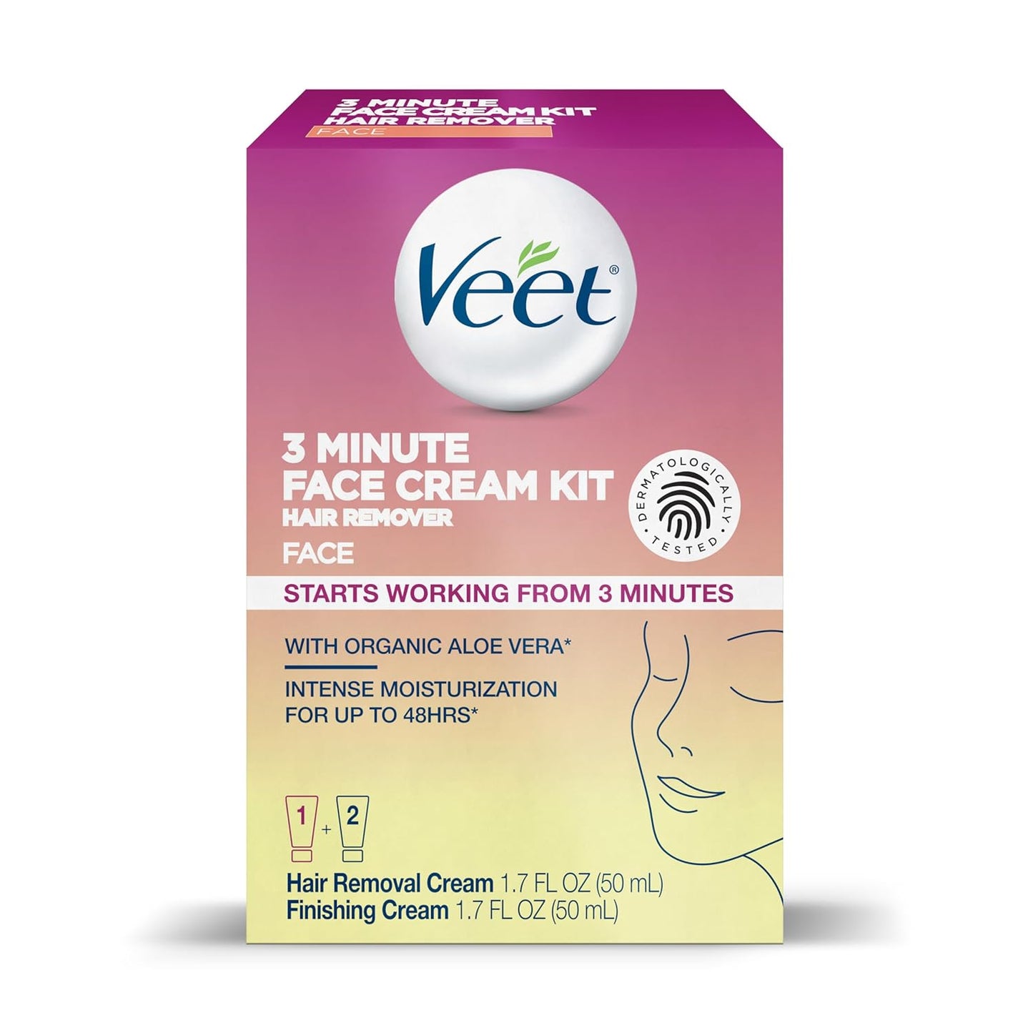 Veet Sensitive Skin Depilatory Cream with Organic Aloe Vera – Spa-Like At-Home Grooming Ritual, Raspberry and Violet Scented