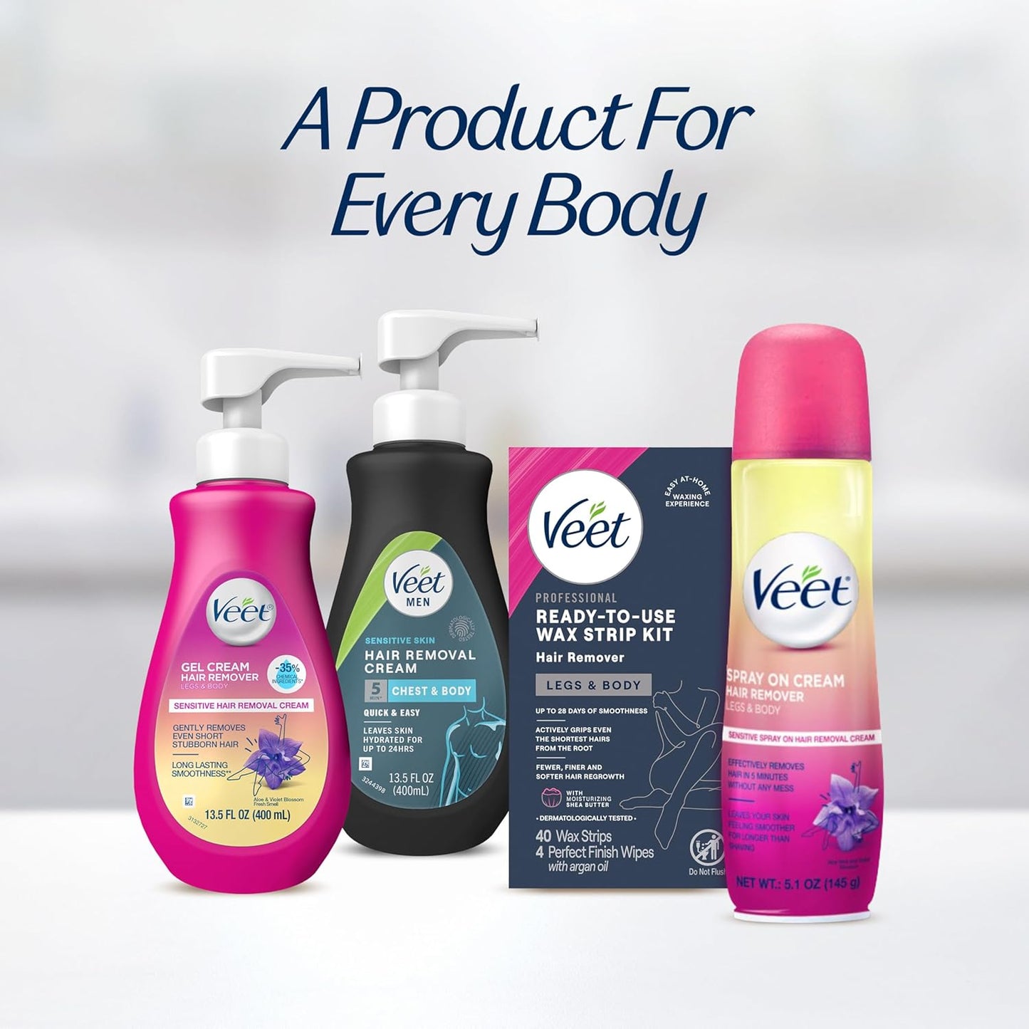 VEET Streamlined Waxing Kit – Minimal Prep, Maximum Results, Straight-From-Box Body Hair Removal