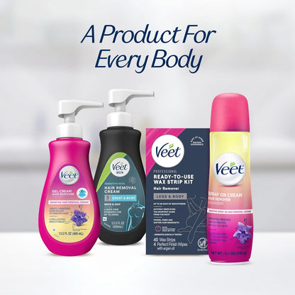 VEET Streamlined Waxing Kit – Minimal Prep, Maximum Results, Straight-From-Box Body Hair Removal