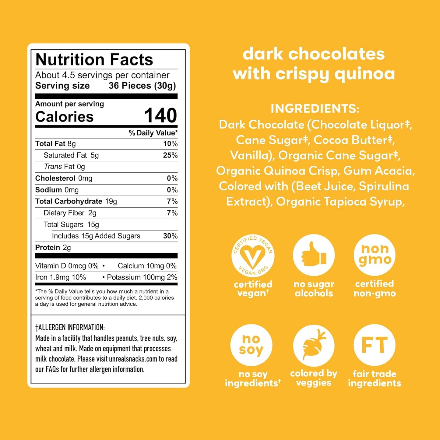 vegan-certified dark chocolate coating