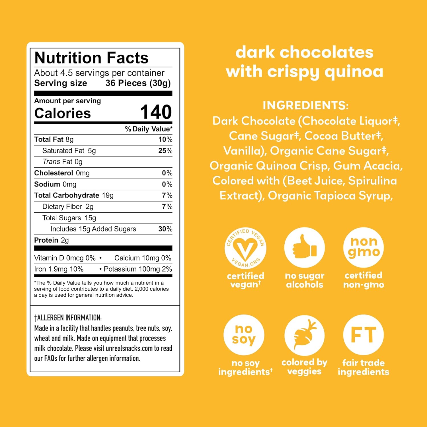 vegan-certified dark chocolate coating