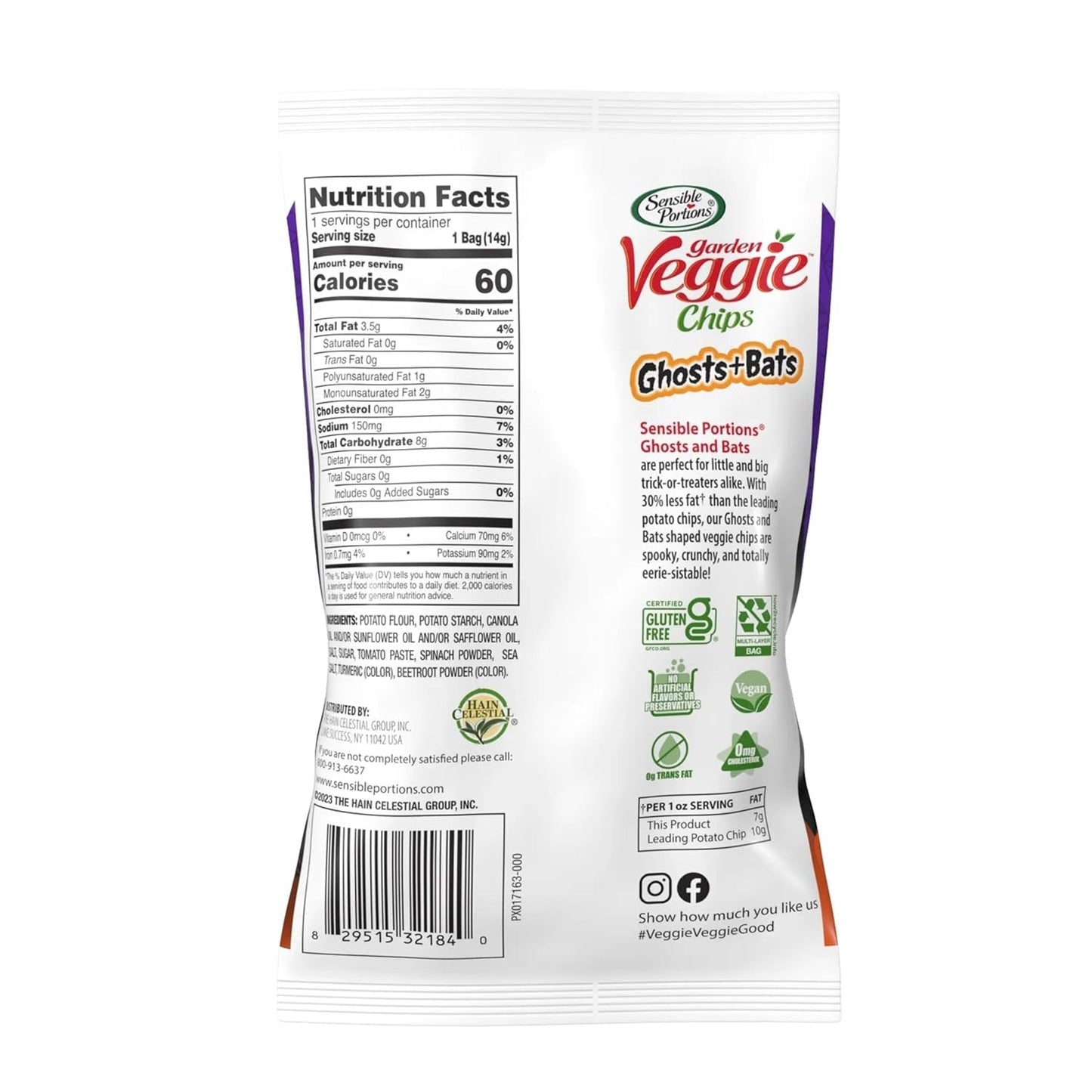 vegetable-based (garden veggie) chip base rather than potato