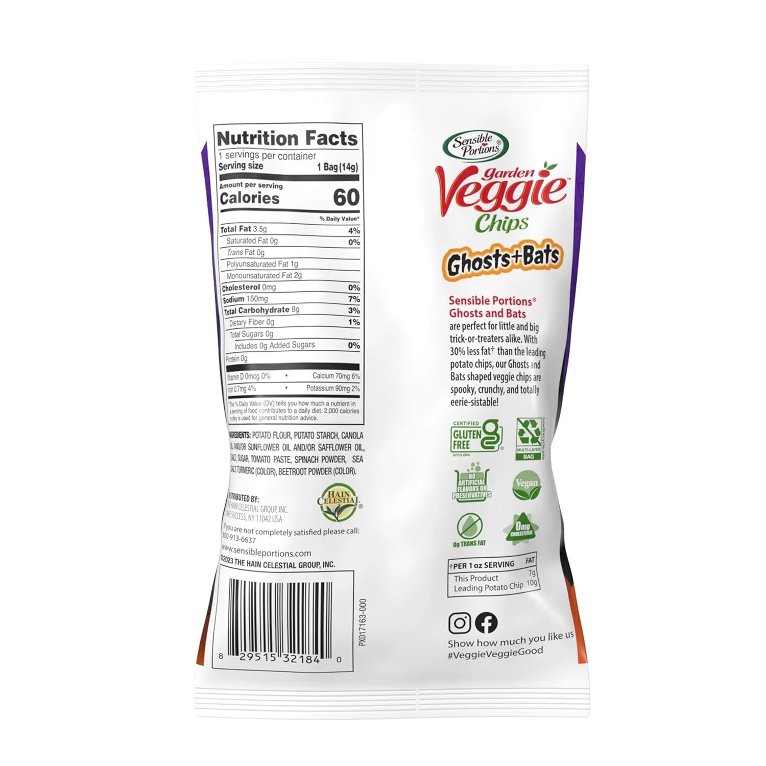 vegetable-based (garden veggie) chip base rather than potato