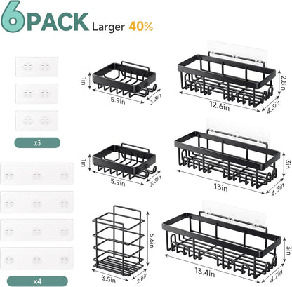 Veken Shower Caddy 6-Pack – Valentine's Day Gift for Her, Powder-Coated Rustproof Shower Organizer