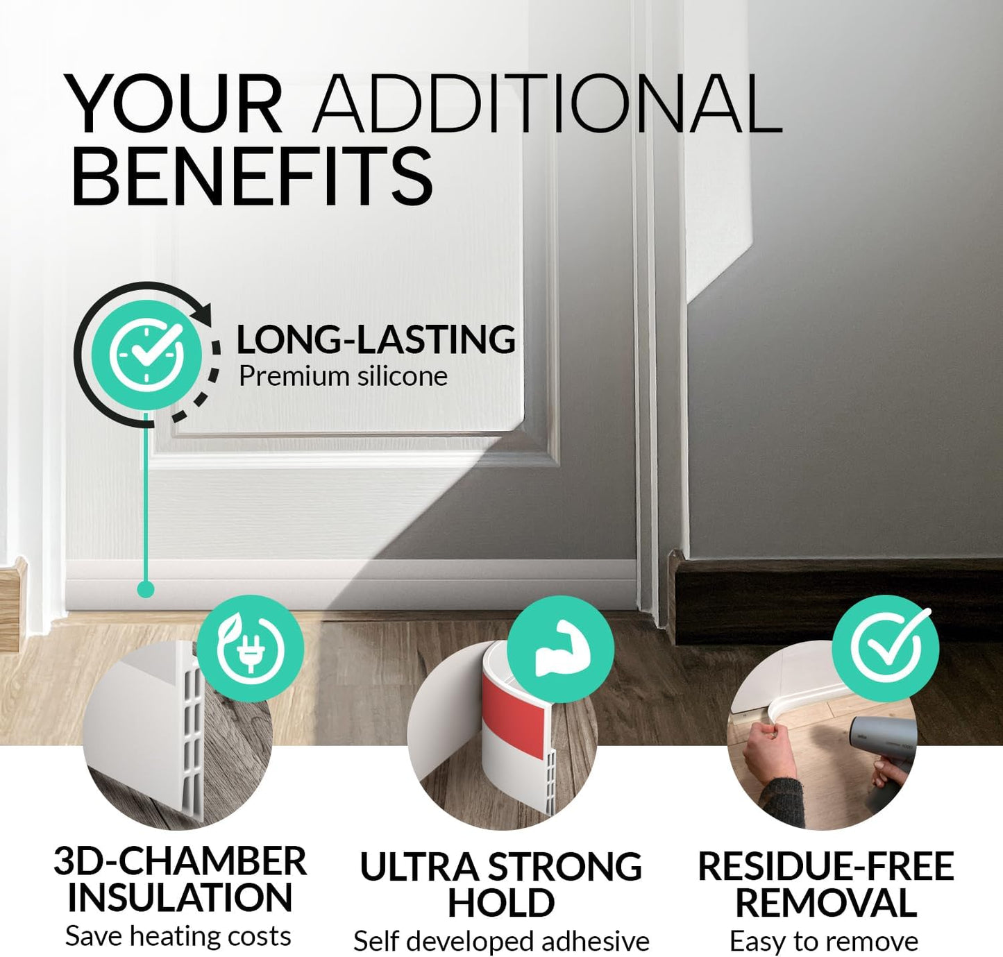 Vellure® Door Sweep Weather Stripping – Portable Garage Entryway Barrier, Trims to Fit Any Exterior Door