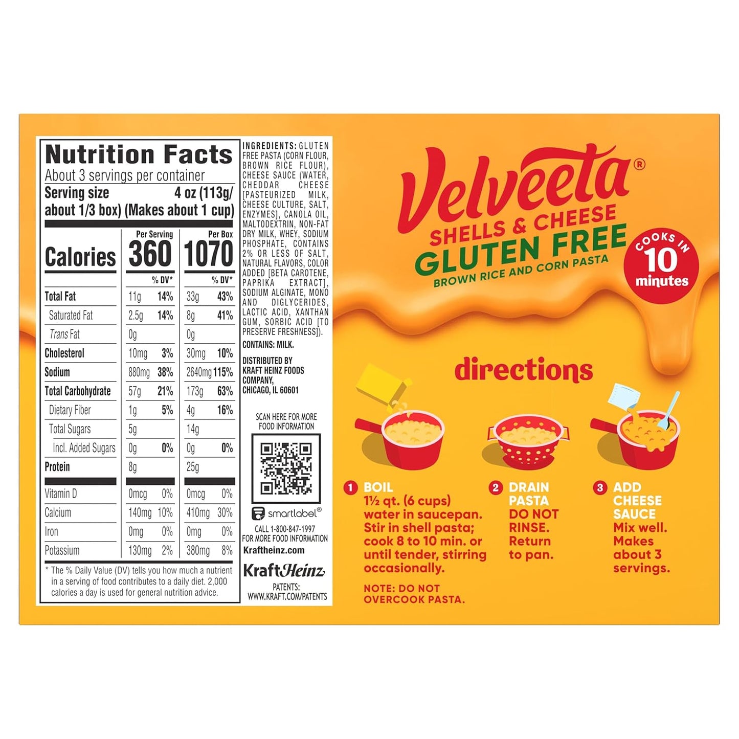 Velveeta Gluten Free Shells & Cheese, Fast Office Lunch for Gluten Restricted Professionals, 12 oz Box