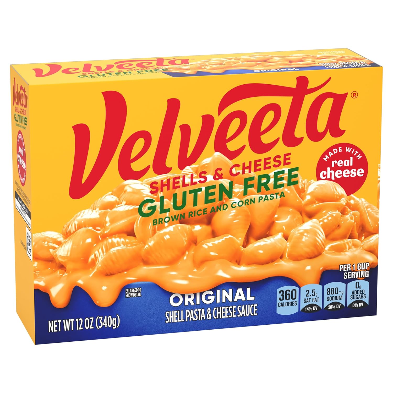 Velveeta Gluten Free Shells & Cheese, Fast Office Lunch for Gluten Restricted Professionals, 12 oz Box