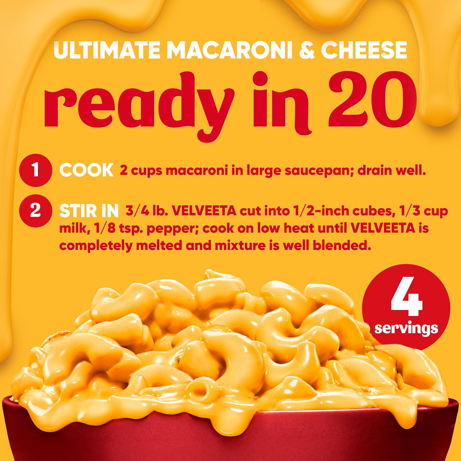 Velveeta Original Cheese Block – Game Day Nacho Cheese for Tailgates and Super Bowl Parties, 1 lb