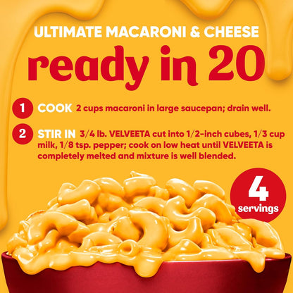 Velveeta Original Cheese Block – Game Day Nacho Cheese for Tailgates and Super Bowl Parties, 1 lb