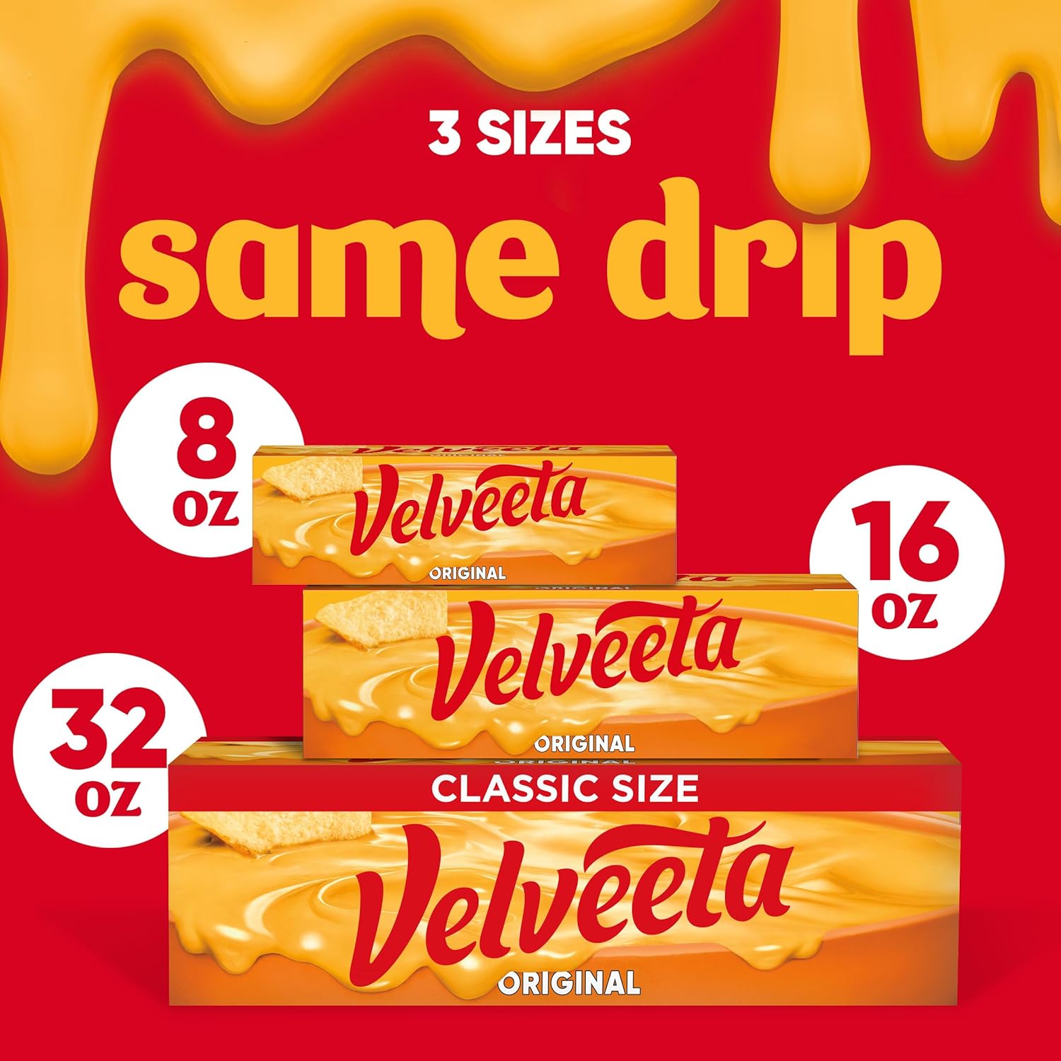 Velveeta Original Cheese Block – Game Day Nacho Cheese for Tailgates and Super Bowl Parties, 1 lb