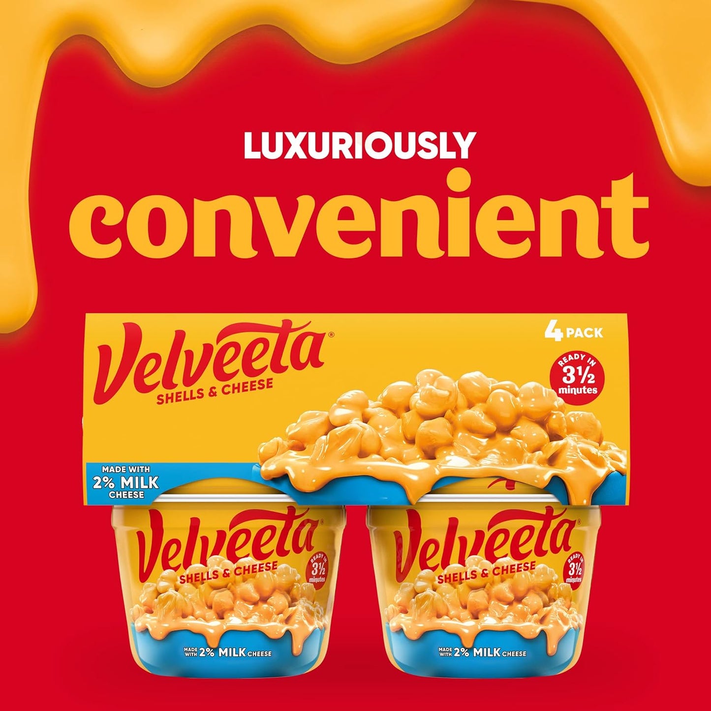 Velveeta Shells & Cheese Microwaveable Single-Serve Cups – Clutter-Free Pantry Staple for Studio Apartments, 2.19 oz 4-Pack