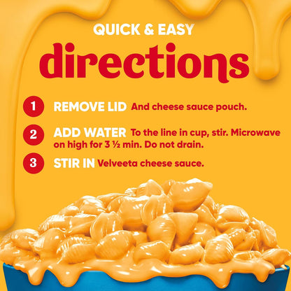 Velveeta Shells & Cheese Microwaveable Single-Serve Cups – Clutter-Free Pantry Staple for Studio Apartments, 2.19 oz 4-Pack
