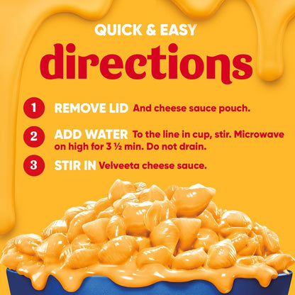 Velveeta Shells & Cheese Original Microwaveable Cup – Nostalgic College Care Package Pasta, 8 ct Gift Box