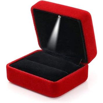 Velvet Ring Box with LED Light – Anniversary Dinner Ring Reveal Box, Romantic Jewelry Gift for Her