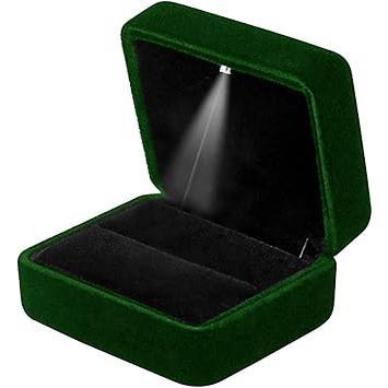 Velvet Ring Box with LED Light – Anniversary Dinner Ring Reveal Box, Romantic Jewelry Gift for Her