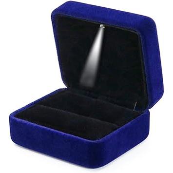Velvet Ring Box with LED Light – Anniversary Dinner Ring Reveal Box, Romantic Jewelry Gift for Her