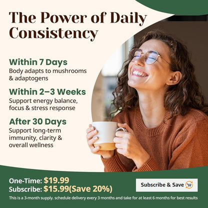 Venture Pal 16-Mushroom Adaptogen Powder – Daily Wellbeing Ritual to Replace Jittery Coffee with Calm Focus
