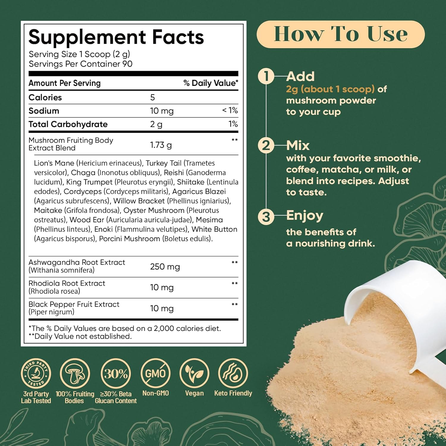 Venture Pal 16-Mushroom Adaptogen Powder – Daily Wellbeing Ritual to Replace Jittery Coffee with Calm Focus