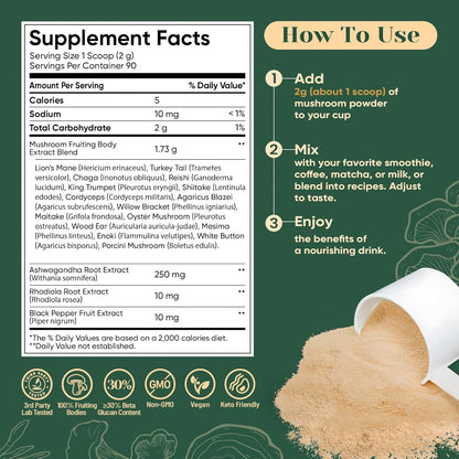 Venture Pal 16-Mushroom Adaptogen Powder – Daily Wellbeing Ritual to Replace Jittery Coffee with Calm Focus