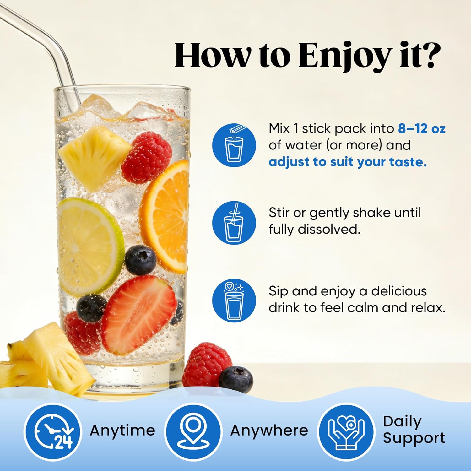 Venture Pal Calm Drink Mix – Bedtime Mindfulness Drink for Deep Relaxation, 12-in-1 Adaptogen Sleep Formula