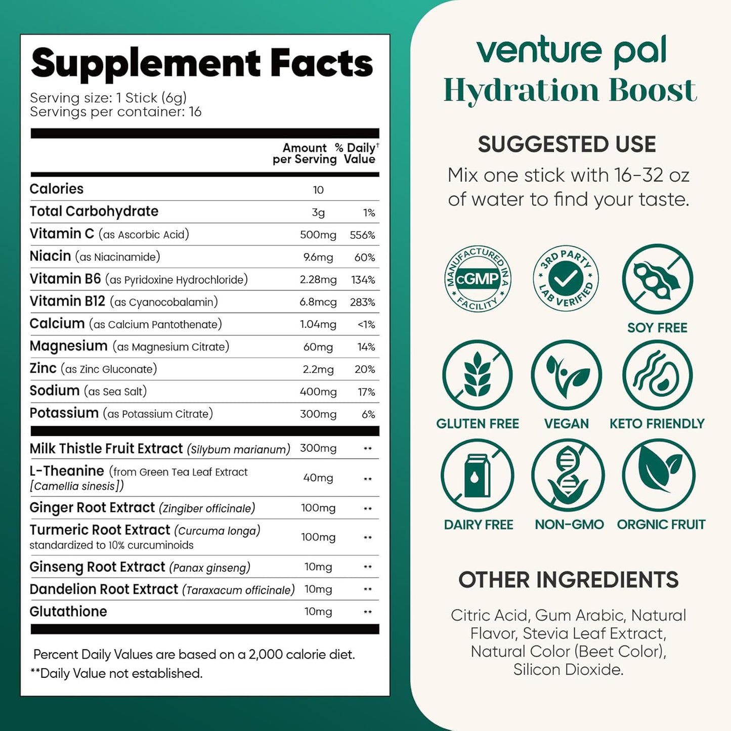 Venture Pal Electrolyte + Liver Support Powder – Calm Focus Hydration for Study Sessions