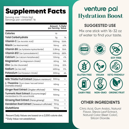 Venture Pal Electrolyte + Liver Support Powder – Calm Focus Hydration for Study Sessions