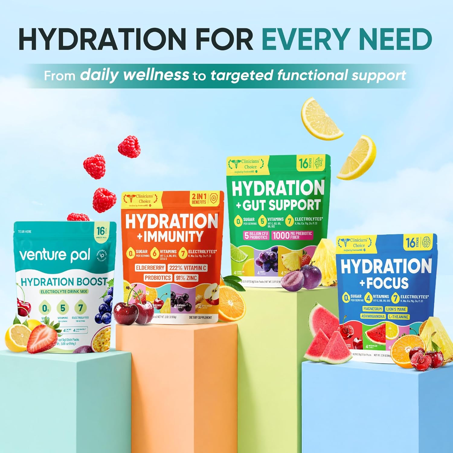 Venture Pal Electrolyte Stick Packs – Daily Wind-Down Hydration for Clean-Label Wellness Enthusiasts