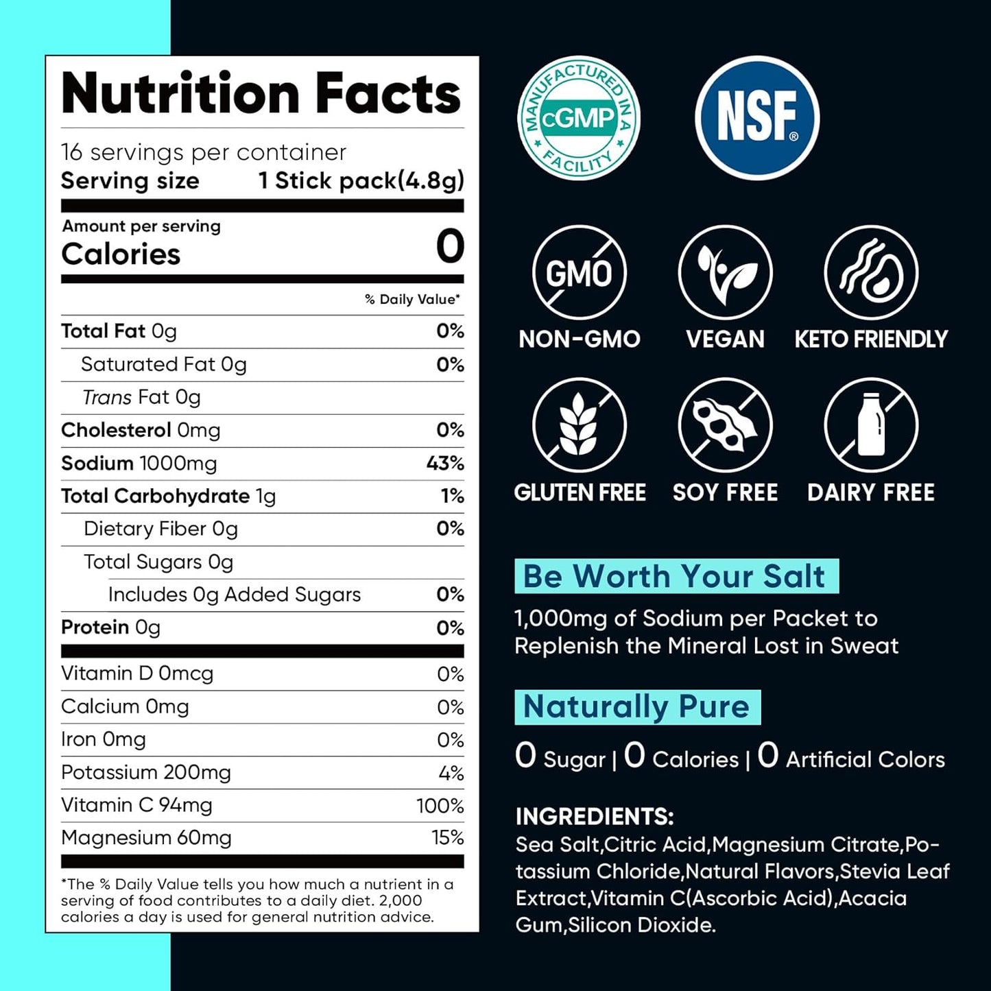 Venture Pal High Sodium Electrolyte Powder – Daily Hydration Ritual for Keto and POTS Symptom Relief, 16 Stick Pack