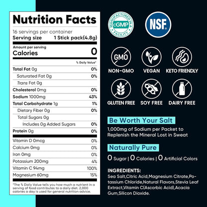 Venture Pal High Sodium Electrolyte Powder – Daily Hydration Ritual for Keto and POTS Symptom Relief, 16 Stick Pack
