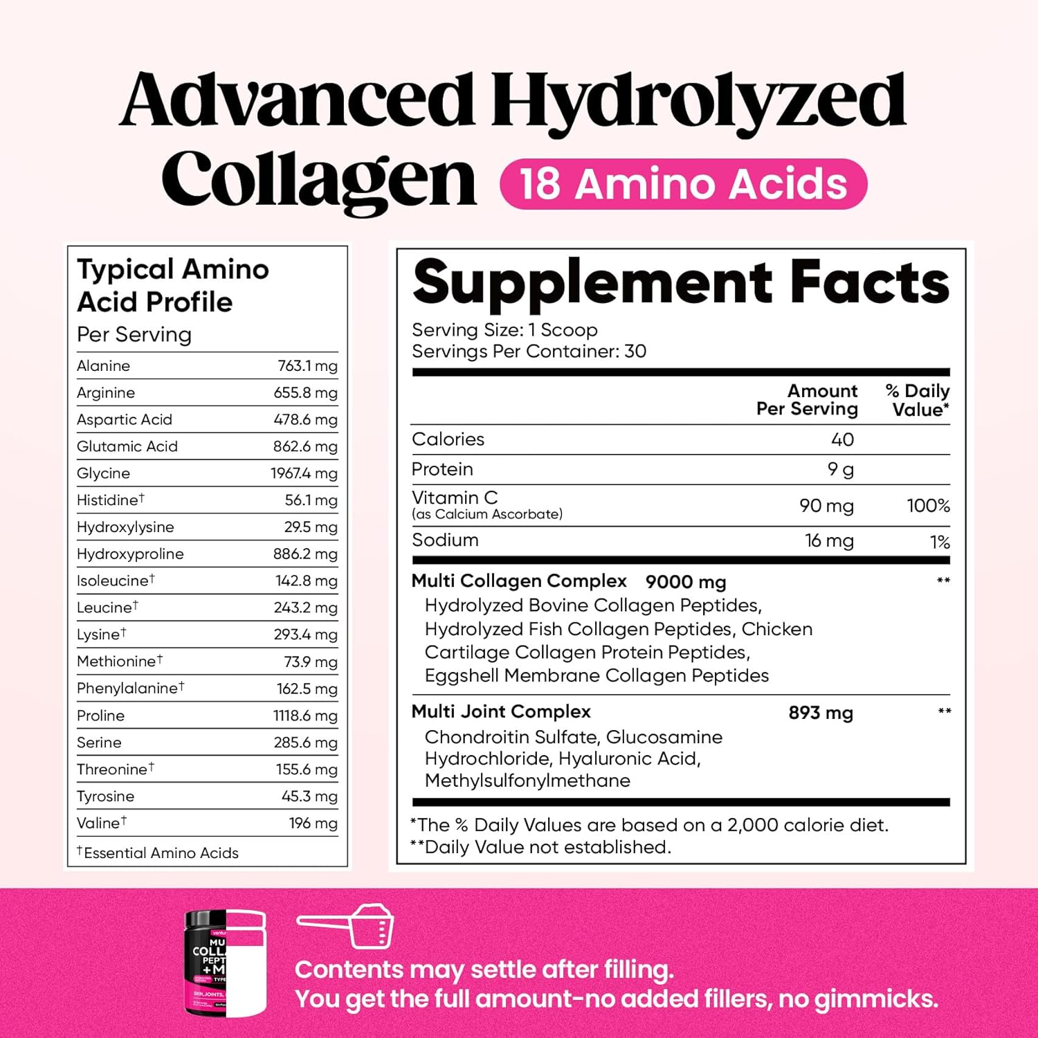 Venture Pal Multi Collagen Powder – Unflavored Collagen Peptides for Clutter-Free Wellness Routines