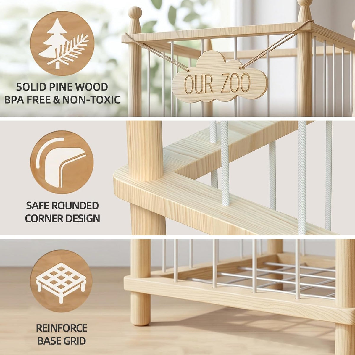 Vertical Stuffed Animal Organizer – Open-Air Plush Display for Cozy Bedroom Reading Corners and Decor