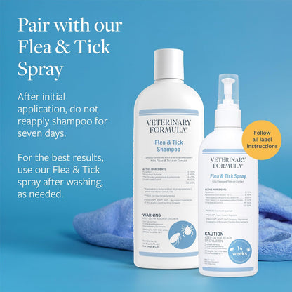 Veterinary Formula Flea and Tick Shampoo for Dogs and Cats, Practical Pet Parent Gift for Birthdays and Holidays