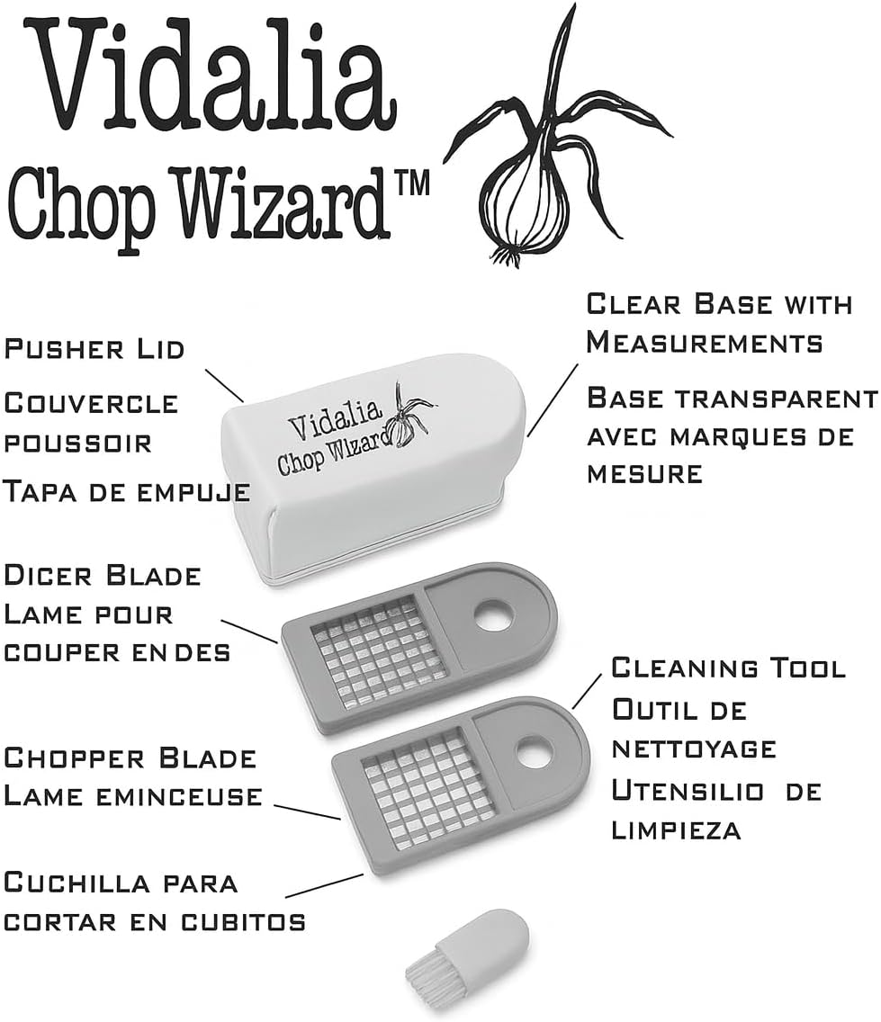Vidalia Chop Wizard Vegetable Chopper – Worry-Free Veggie Dicer for Older Home Cooks, Push-Down Chopping Without Sharp Knife Handling