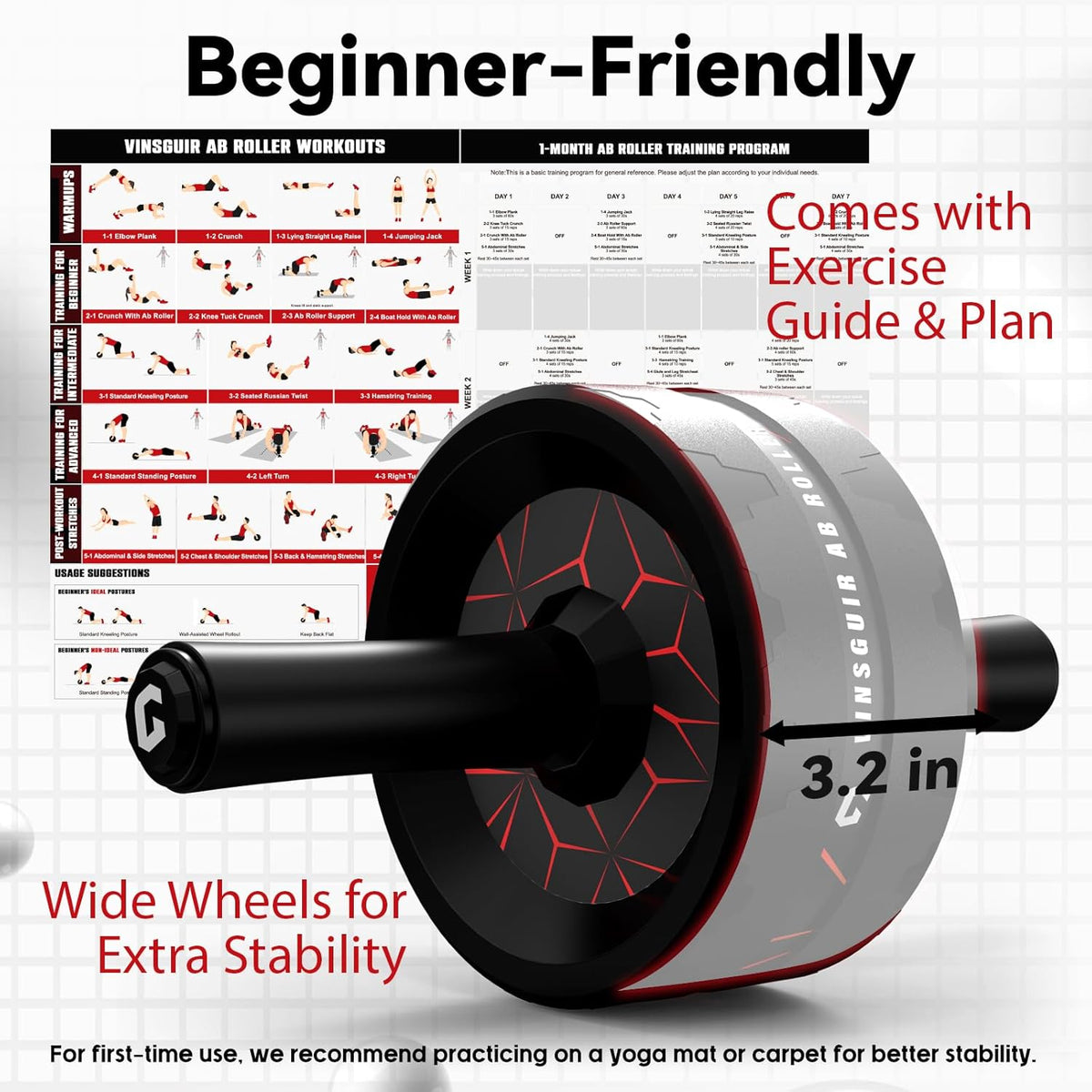VINSGUIR Lightweight Ab Roller – Full-Body Outdoor Workout for Vacation Rentals and Trails