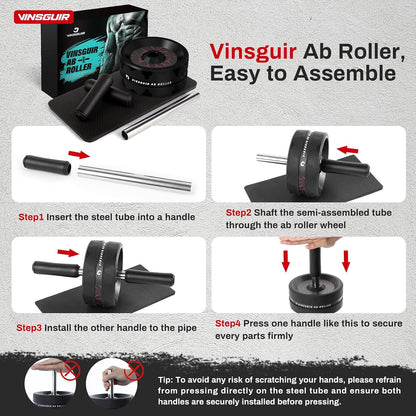 VINSGUIR Lightweight Ab Roller – Full-Body Outdoor Workout for Vacation Rentals and Trails
