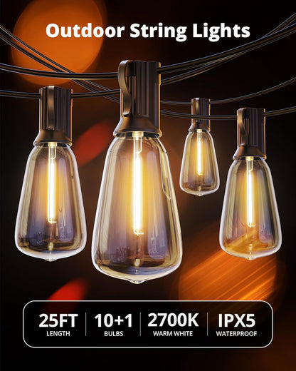 VIPAR Patio String Lights – Thoughtful Housewarming Gift with Vintage ST38 Edison Bulbs for New Homeowners