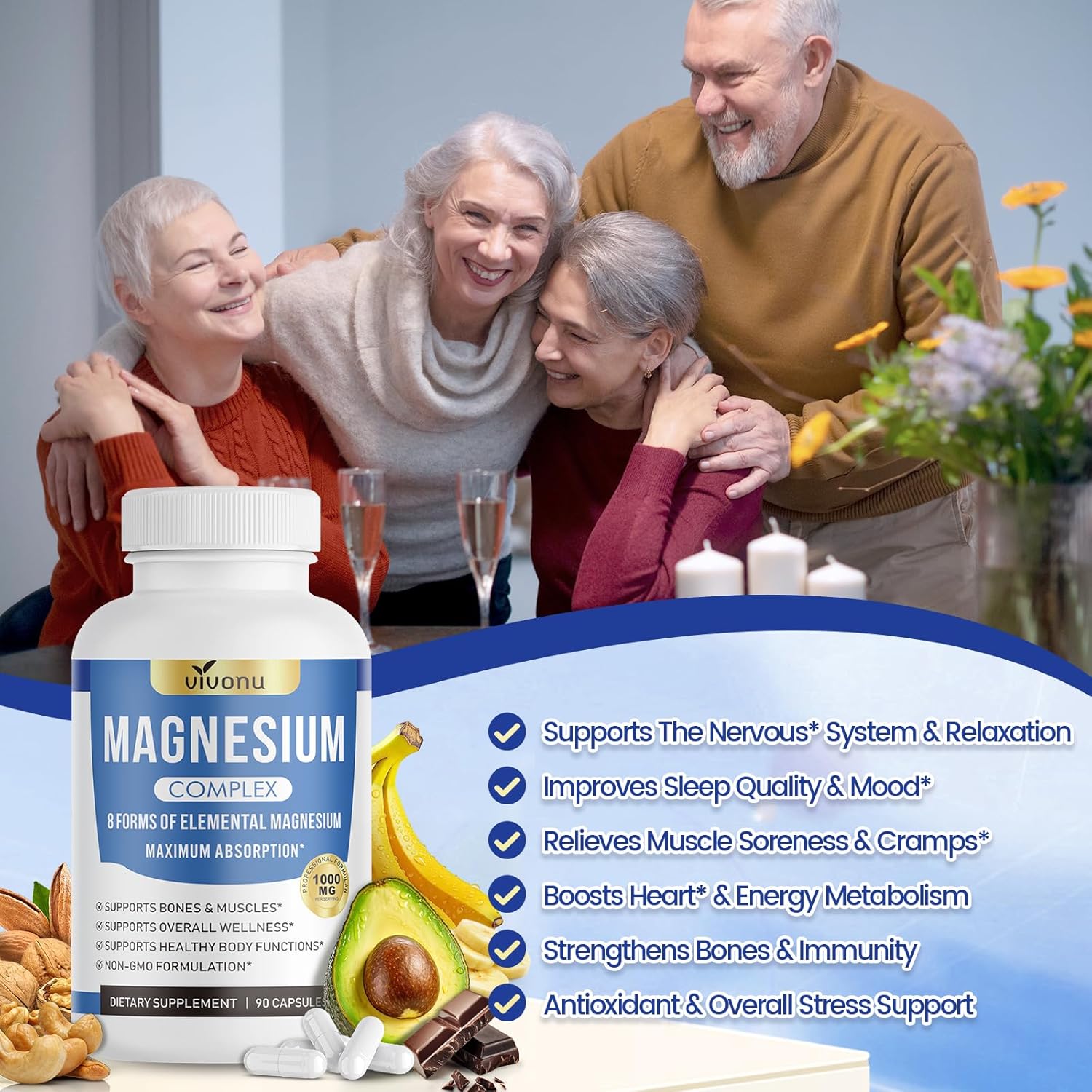 VitaRoot Magnesium Complex 1000mg – Home Office Energy & Focus Stack, 90 ct